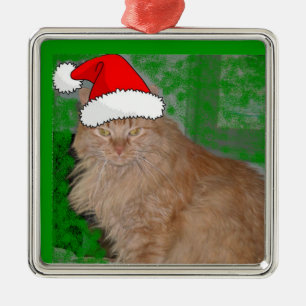 Ornamento De Metal Gato de Gato de Gato de Tabby de Laranja Natal