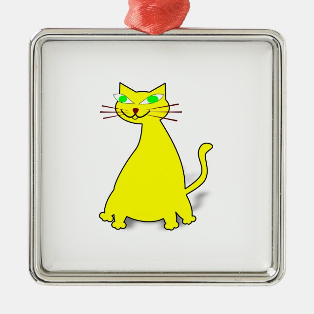Ornamento De Metal Gato de gordura amarelo (Frente)