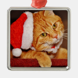 Ornamento De Metal Gato de Laranja de Natal Personalizado