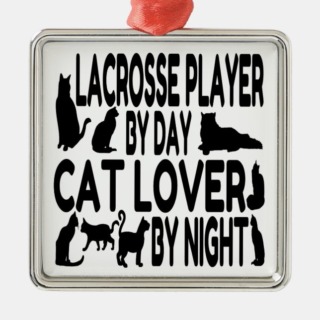 Ornamento De Metal Gato de Lover Lacrosse (Frente)