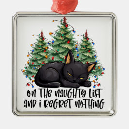 ORNAMENTO DE METAL GATO DE NATAL NEGRO ENGRAÇADO COM ÁRVORE