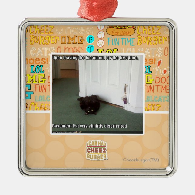 Ornamento De Metal Gato do porão, desorientado leve (Frente)