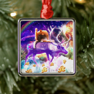 Ornamento De Metal Gato espacial lamber-se a si próprio