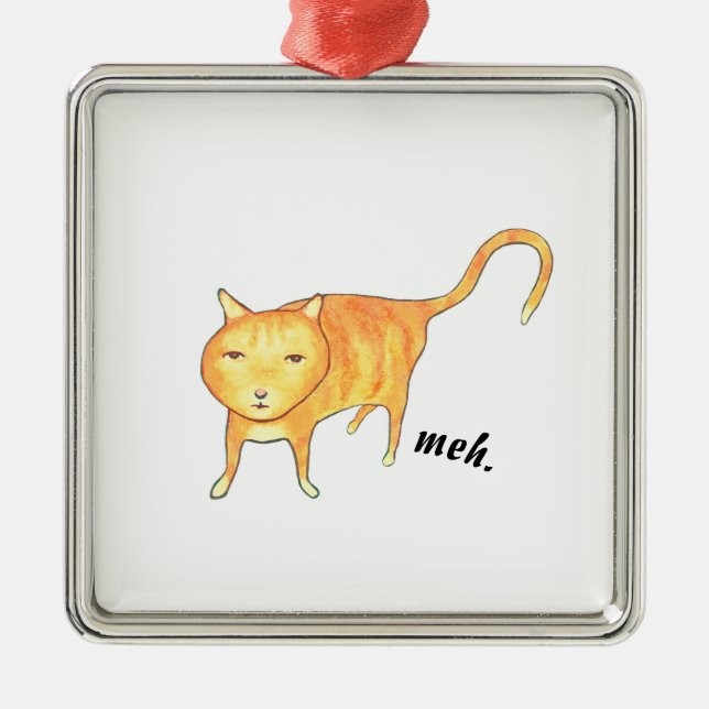 Ornamento De Metal Gato Laranja Apático Fofo (Frente)