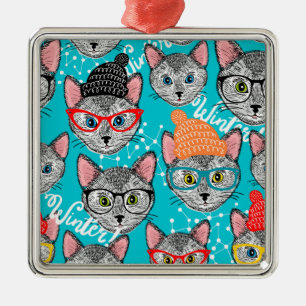 Ornamento De Metal Gato no chapéu