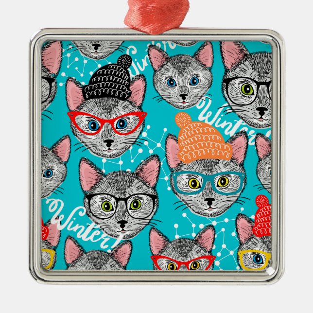 Ornamento De Metal Gato no chapéu (Frente)