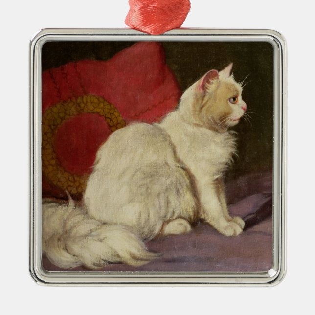 Ornamento De Metal Gato persa branco (Frente)