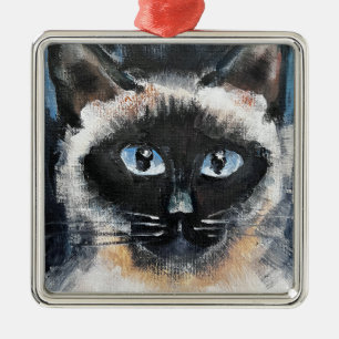 Ornamento De Metal gato siamês
