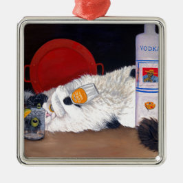 Ornamento De Metal Gato Tuxedo de Cabelo Longo