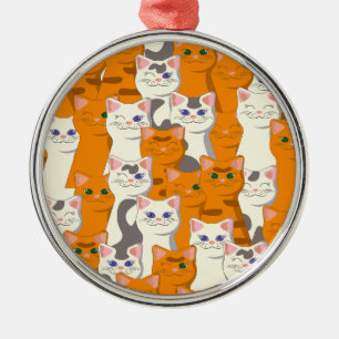 Ornamento De Metal Gatos brancos e gengibres padrão olhos verdes olho