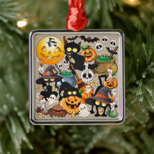 Ornamento De Metal Gatos de Halloween Festa Divertida