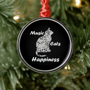 Ornamento De Metal Gatos de Música Felicidade - Citação de Amante de 