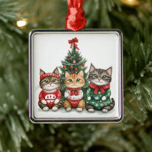 Ornamento De Metal Gatos de Natal bonitos