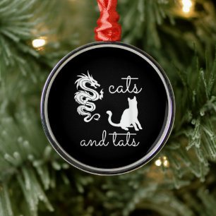 Ornamento De Metal Gatos E Gatinhos De Dragão De Tatuagem