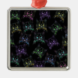 Ornamento De Metal Gatos legal em Preto! Gatos multicoloridos
