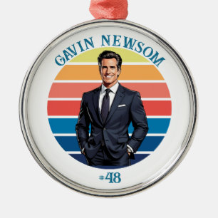 Ornamento De Metal Gavin Newsom Vintage #48 Natal