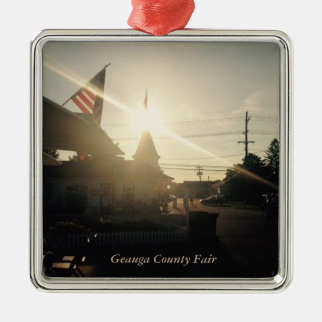 Ornamento De Metal Geauga County Fair, Ohio Holiday Card (Frente)