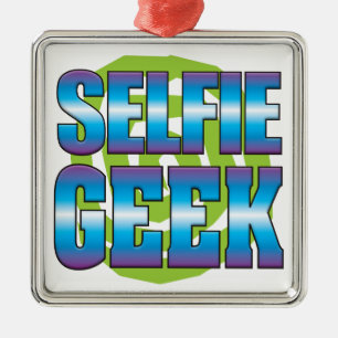 Ornamento De Metal Geek v3 de Selfie