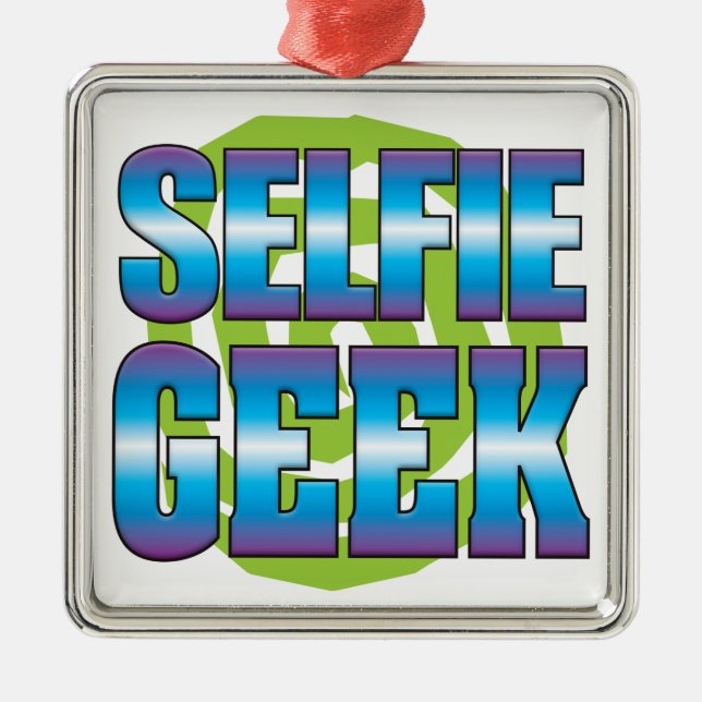 Ornamento De Metal Geek v3 de Selfie (Frente)