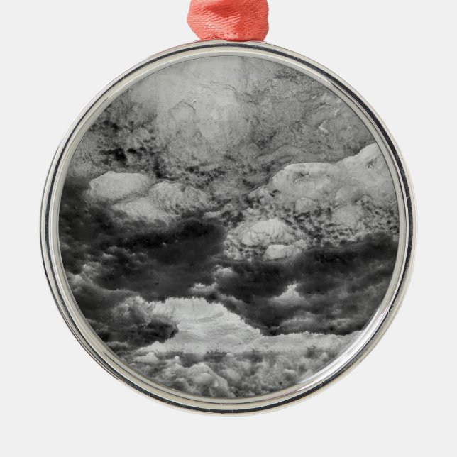 Ornamento De Metal Gelo Preto E Branco Abstrato (Frente)