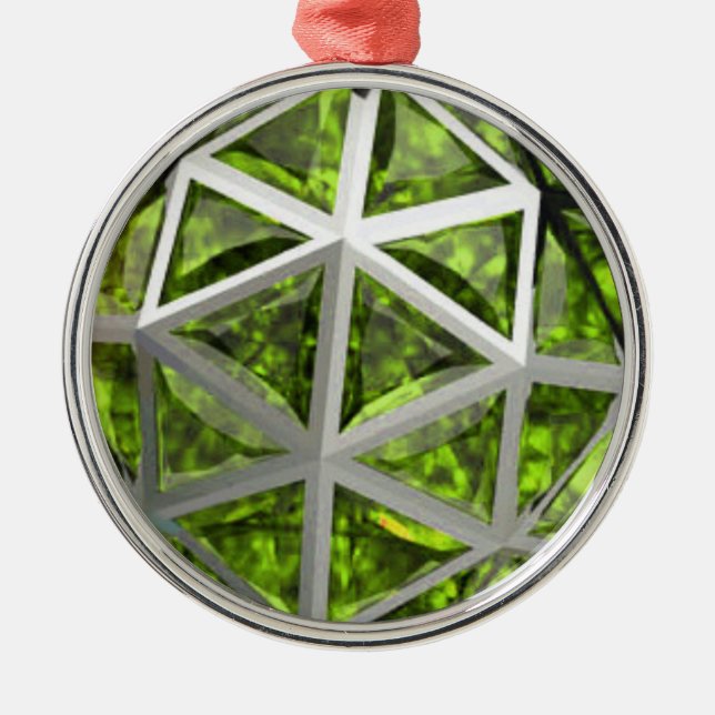 Ornamento De Metal Gemstone do Peridot Verde da Esfera (Frente)