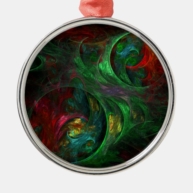 Ornamento De Metal Gênesis Abstrato de arte verde (Frente)