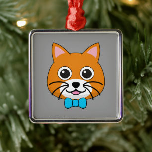 Ornamento De Metal Gengibre Feliz e Bonito com Papillon