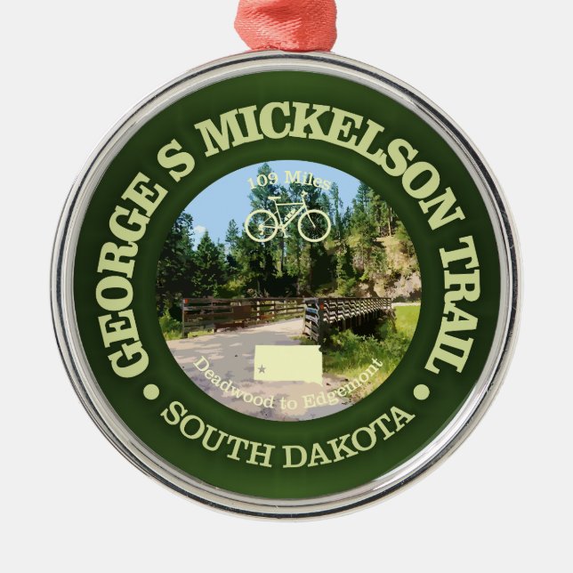 Ornamento De Metal George S Mickelson Trail, Dakota do Sul. (Frente)
