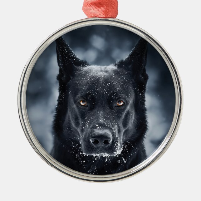 Ornamento De Metal German shepherd Preto (Frente)