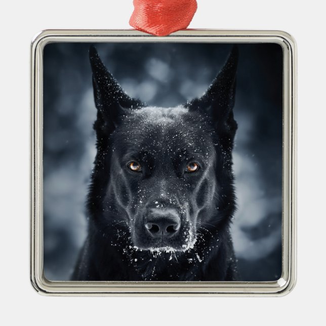 Ornamento De Metal German shepherd Preto (Frente)