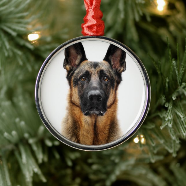 Ornamento De Metal German shepherd Sentado (Árvore)