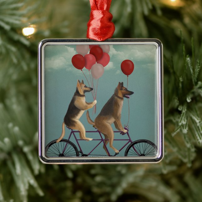 Ornamento De Metal German shepherd Tandem (Árvore)