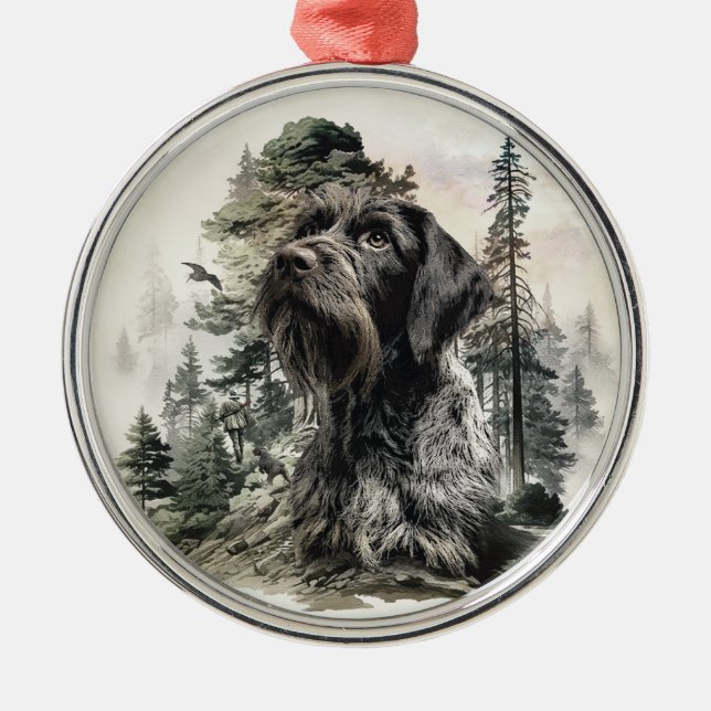 Ornamento De Metal German Wirehaired Pointer (Frente)