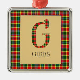 Ornamento De Metal Gibbs Tartan Monograma G