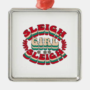 Ornamento De Metal Gift Sleigh Girl Sleigh de Natal