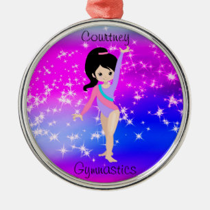 Ornamento De Metal Ginástica Girls Gymnast Sparkle Gymnast em Leotard