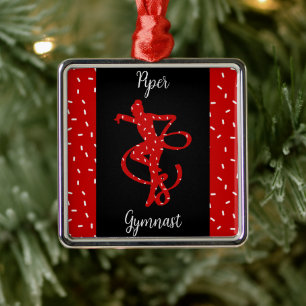 Ornamento De Metal Ginástica Rítmica de Natal Sprinkle Red Candy
