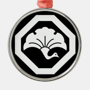 Ornamento De Metal Ginkgo Crane no canto cortado