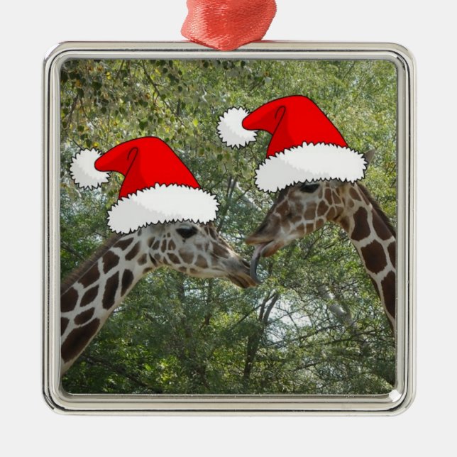 Ornamento De Metal Girafas de Natal (Frente)