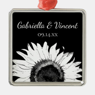 Ornamento De Metal Girassol branco no casamento preto