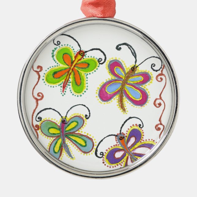 Ornamento De Metal Girly Butterfly (Frente)