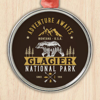 Ornamento De Metal Glacier National Park Montana Timberland Scene
