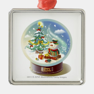 Ornamento De Metal Globo da neve com boneco de neve e árvore de Nata