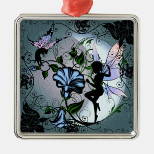 Ornamento De Metal Glória da Manhã - Fada da Sombra e Gato Cósmico