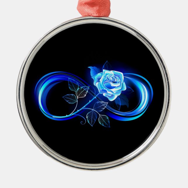 Ornamento De Metal Glowing infinity with blue rose (Frente)