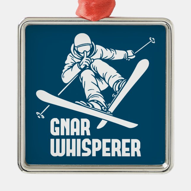 Ornamento De Metal Gnar Whisperer Skiing (Frente)