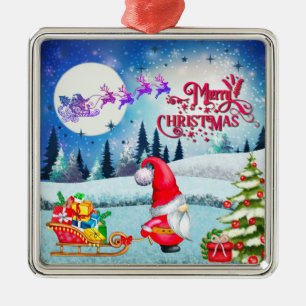 Ornamento De Metal Gnomo De Natal E Papais noeis Leigh Gifts