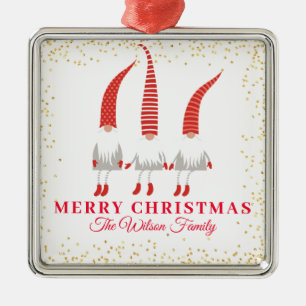 Ornamento De Metal Gnomos de Feliz Natal Personalizados