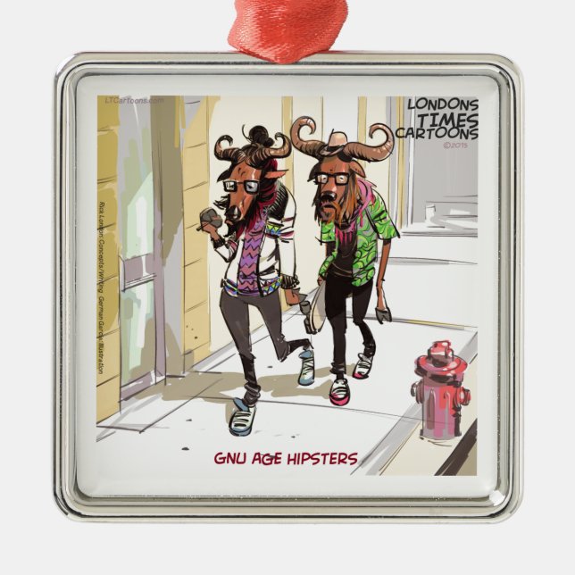 Ornamento De Metal Gnu Age Hipster Rick London Engraçado (Frente)