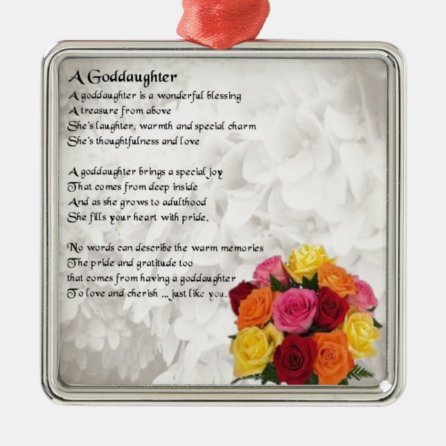 Ornamento De Metal Godchild Poem - Design das flores (Frente)